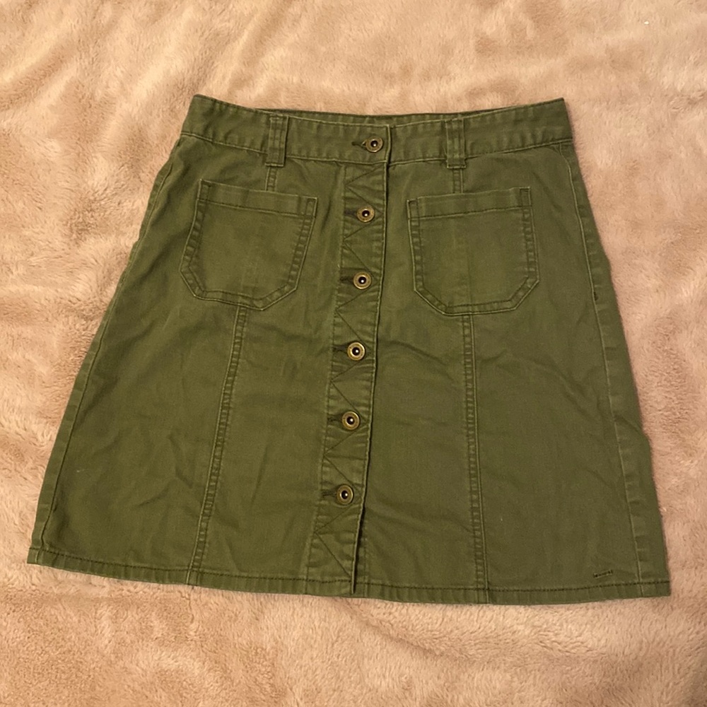 Hunter green denim mini skirt